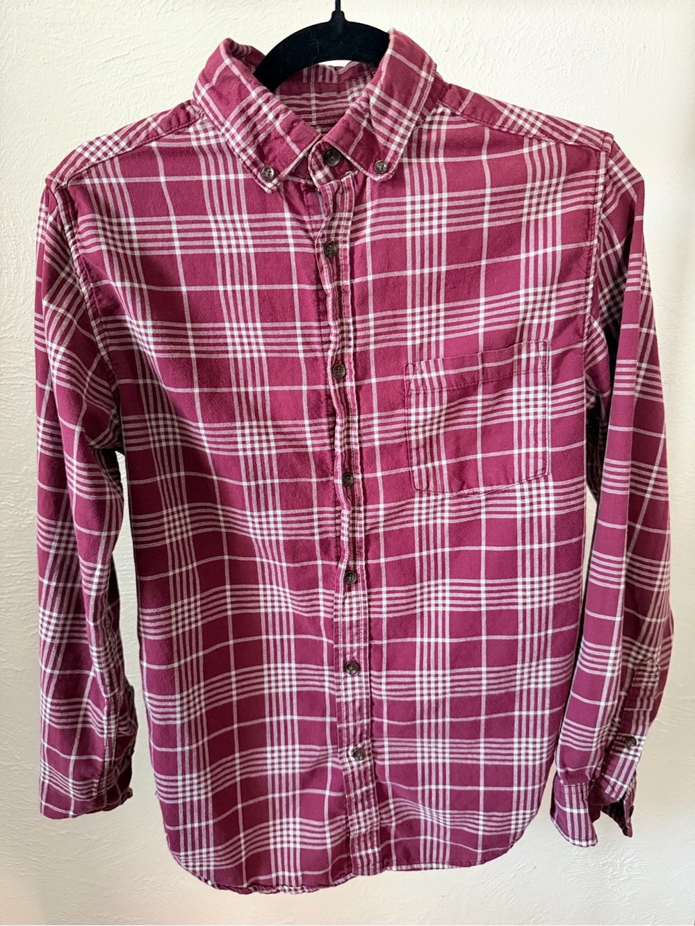 Goodfellow & Co Men's Button-Down Plaid Shirt in Burgundy - Size Small